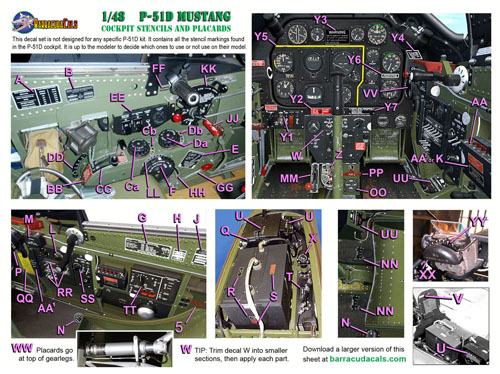 1/48 P-51D 野马战斗机驾驶舱模板标语