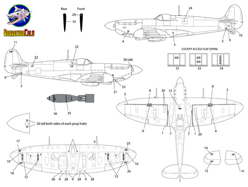 1/72 喷火战斗机后期机身标记