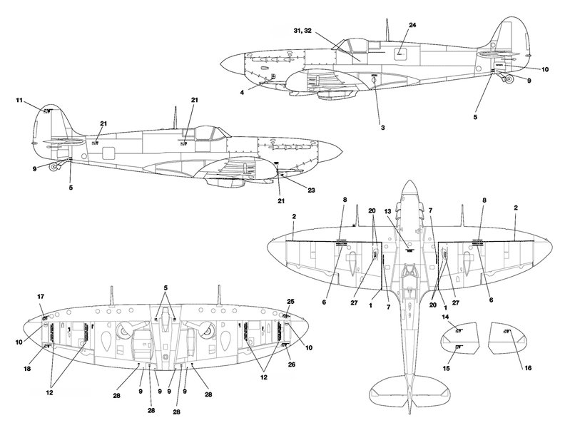 1/48 喷火战斗机Mk.I~VI型标记