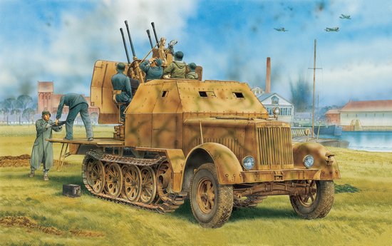 1/35 二战德国 Sd.Kfz.7/1 2cm Flakvierling 38 半履带防空装甲车(装甲驾驶室)
