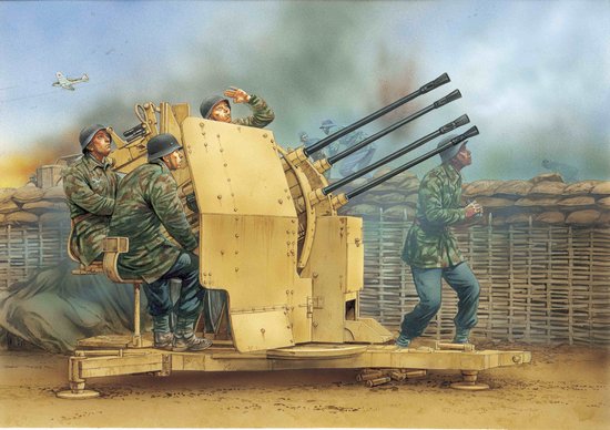 1/35 二战德国 2cm Flakvierling 38 防空炮后期型与炮兵