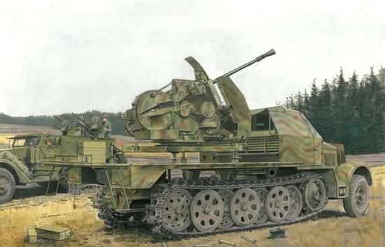 1/35 二战德国 Sd.Kfz.7/2 3.7cm Flak 43 半履带防空装甲车
