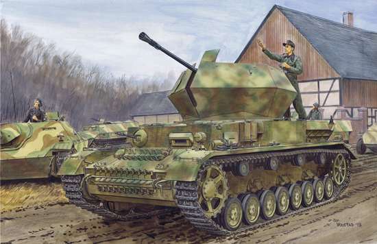 1/35 二战德国四号东风防空坦克(3.7cm Flak 43)带防磁纹