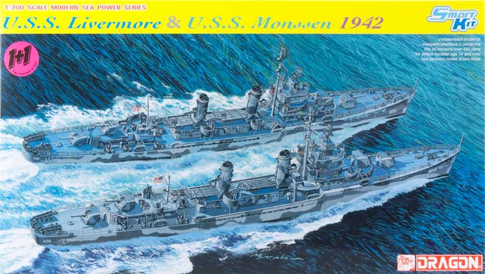 1/700 二战美国 DD-429 利弗莫尓号 + DD-436 蒙森号驱逐舰