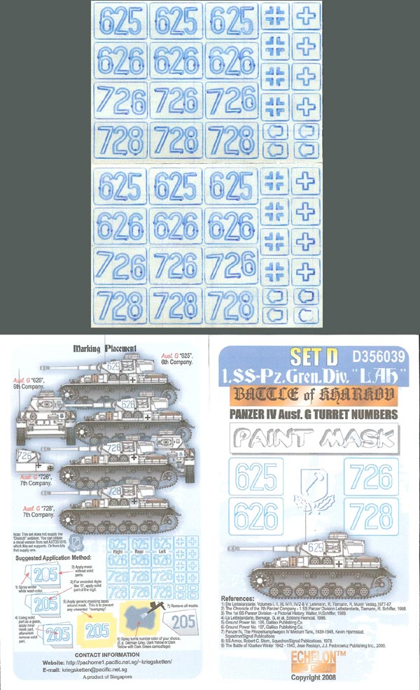 1/35 二战德国LSSAH装甲师四号战车G型识别编号遮盖贴纸(D) "哈尔科夫战线"