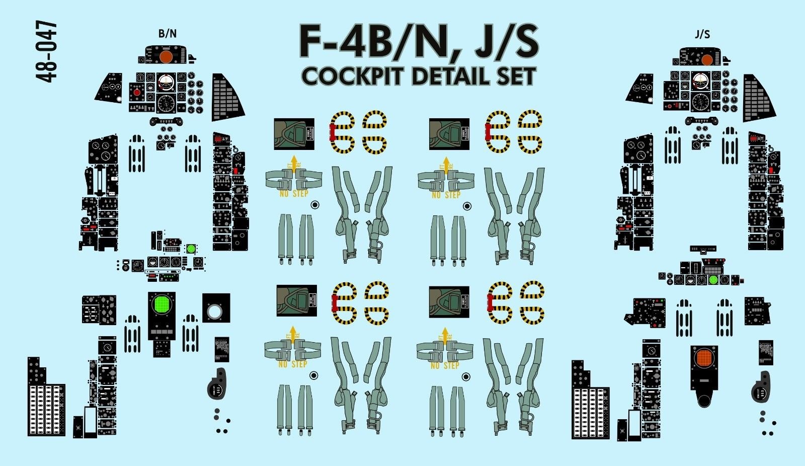1/48 F-4B/N, J/S 鬼怪II战斗机座舱细节贴纸(配爱德美)