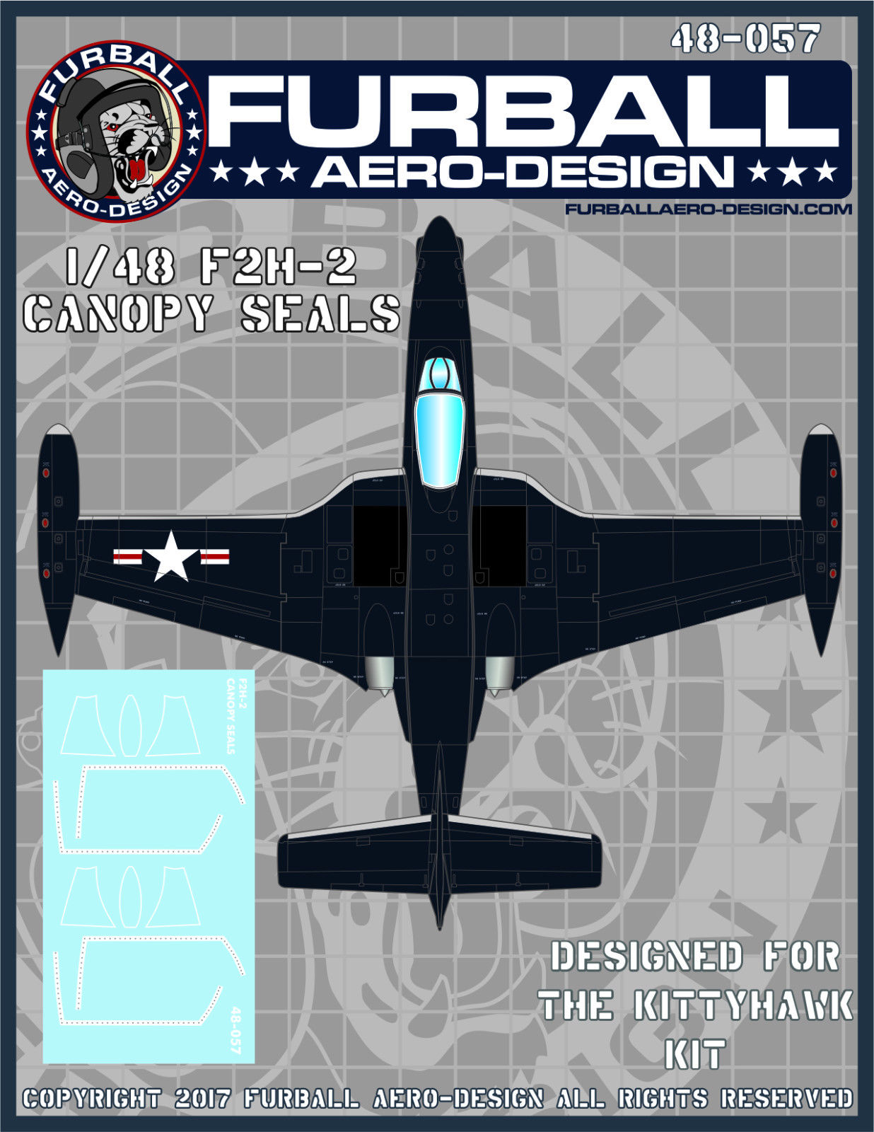 1/48 F2H-2 女妖战斗机座舱罩框架贴(配Kitty Hawk)