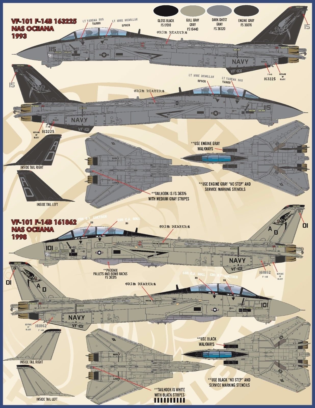 1/48 F-14A/B 雄猫战斗机"色彩与标记"(2) - 点击图像关闭