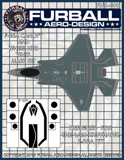 1/48 F-35A 闪电II战斗机座舱罩遮盖贴纸(配Kitty Hawk)