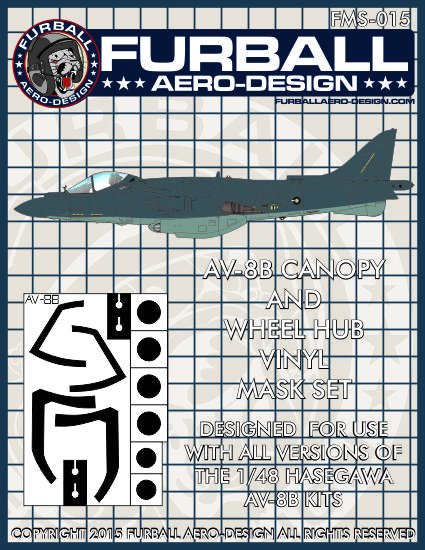 1/48 AV-8B 鹞式攻击机座舱罩遮盖贴纸(配长谷川)
