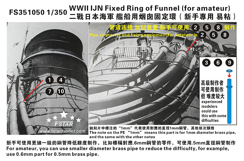 1/350 二战日本海军舰船用烟囱固定环(新手专用, 易粘)
