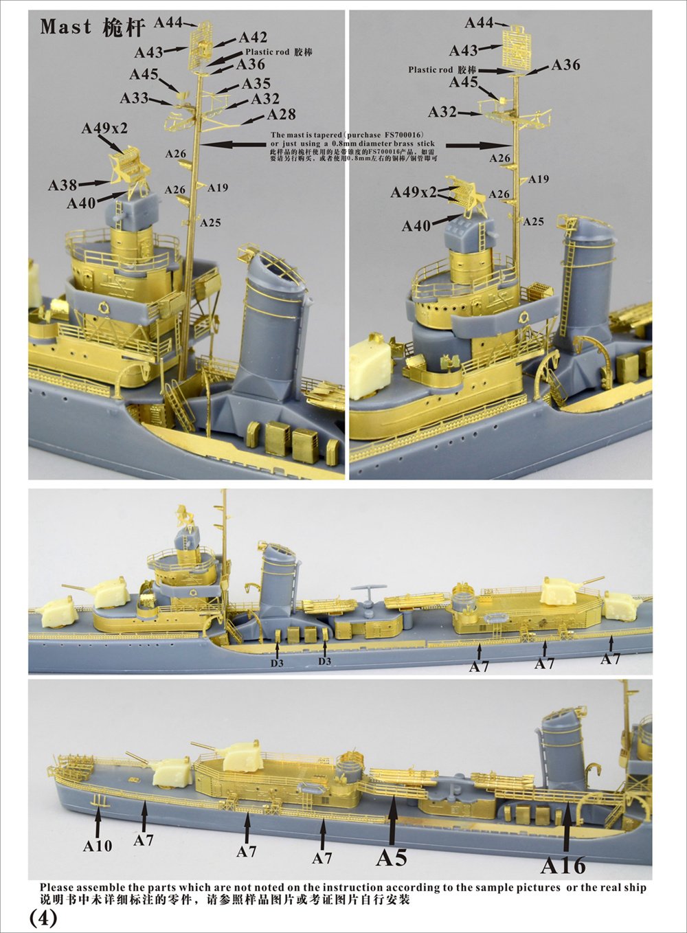 1/700 二战美国海军西姆斯级驱逐舰升级改造套件(配田宫31911)