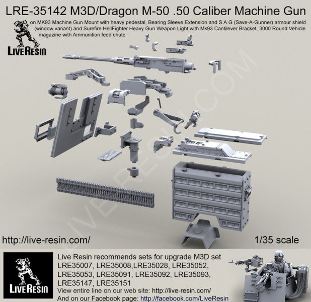 1/35 M3D/M50 Cal.50 龙式重机枪(M93 枪座/3000发车载箱)