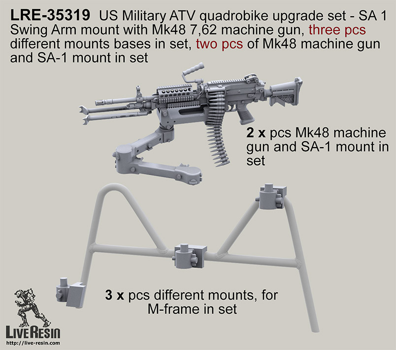 1/35 MV-850 ATV 全地形车装备配件改造件(摆臂架与步枪)