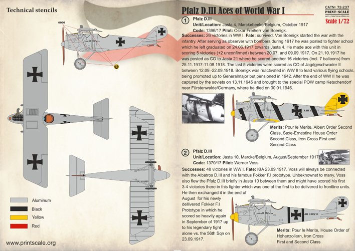 1/72 普法茨双翼战斗机D.III型"一战王牌战斗机"