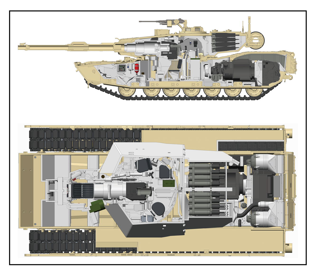 1/35 现代美国 M1A1/A2 艾布拉姆斯主战坦克(全内构)