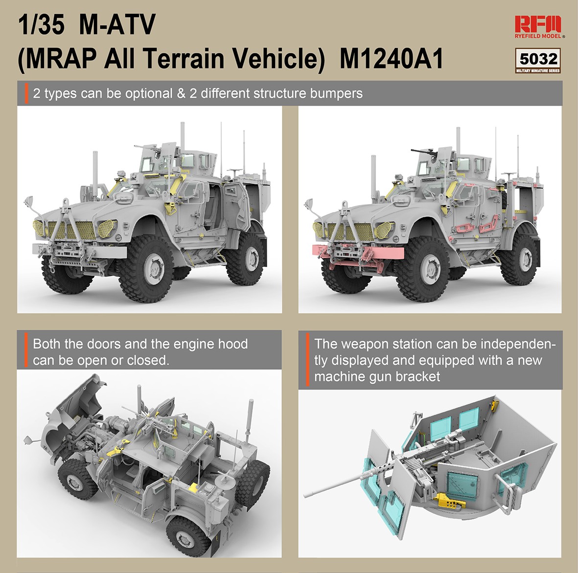 1/35 现代美国 M1240A1 M-ATV 防地雷反伏击车