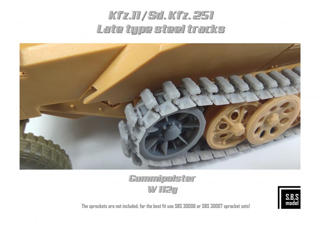 1/35 Sd.Kfz.11, Sd.Kfz.251 半履带装甲车后期型钢制履带(固美w112g)