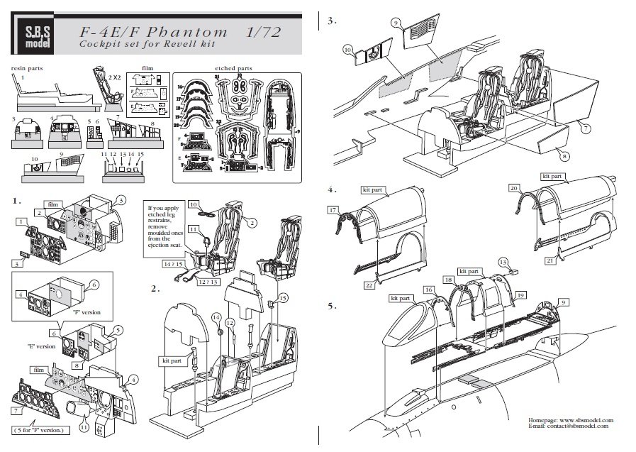 1/72 F-4E/F 鬼怪II战斗机座舱改造件(配利华)