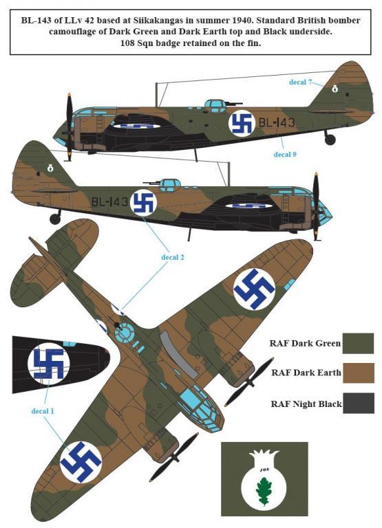 1/48 布里斯托尔布伦海姆轰炸机Mk.I-II型"芬兰服役战术标记"