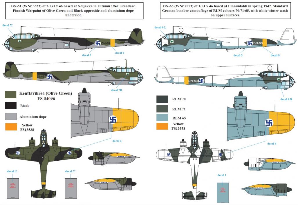 1/48 Do17 道尼尔高速轰炸机"芬兰服役战术标记"