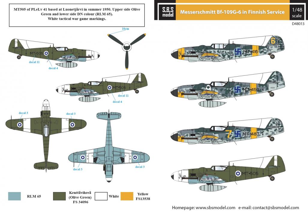1/48 Bf109G-6 梅塞施米特战斗机"芬兰服役战术标记"