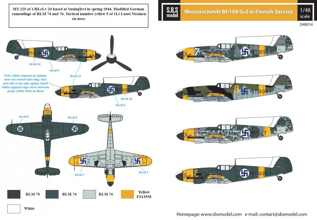 1/48 Bf109G-2 梅塞施米特战斗机"芬兰服役战术标记"