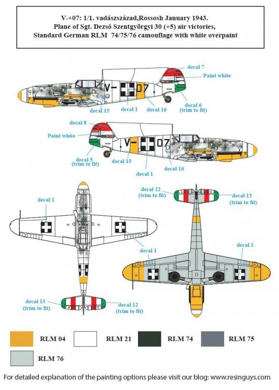 1/48 Bf109F 梅塞施米特战斗机"匈牙利服役战术标记"(2)