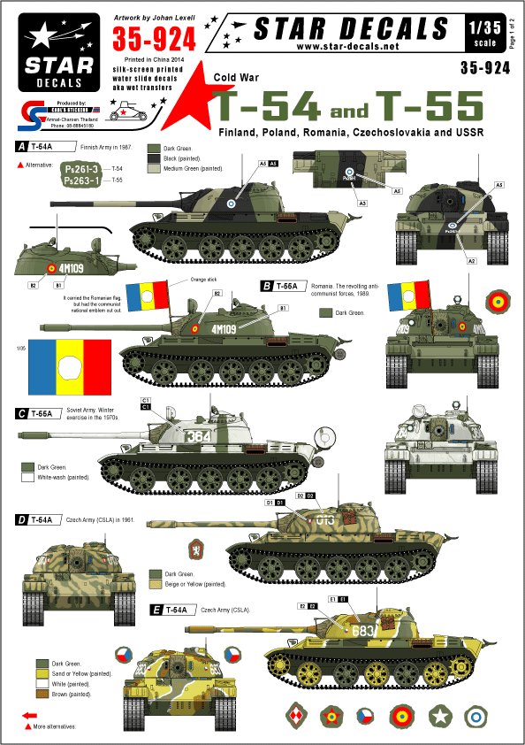 1/35 冷战苏联 T-54/T-55 主战坦克"芬兰, 波兰, 罗马尼亚, 捷克斯诺伐克"
