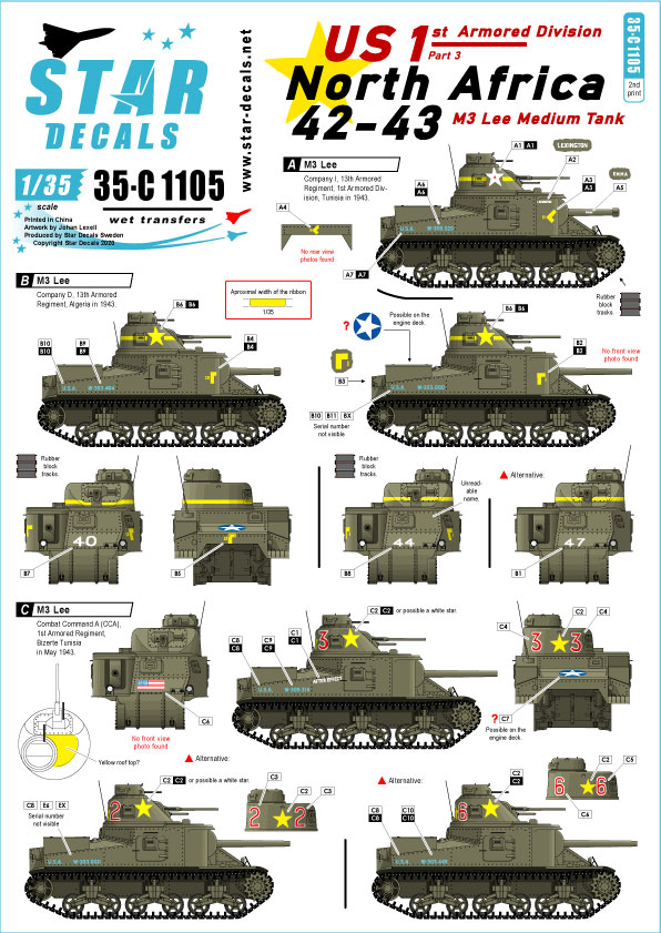 1/35 二战美国 M3 李轻型坦克"第1装甲师, 北非战线1942-43年"
