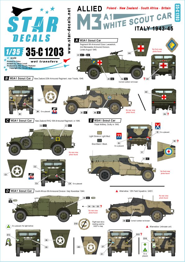 1/35 二战盟军"M3A1 怀特侦察车, 意大利战线1943-45年"