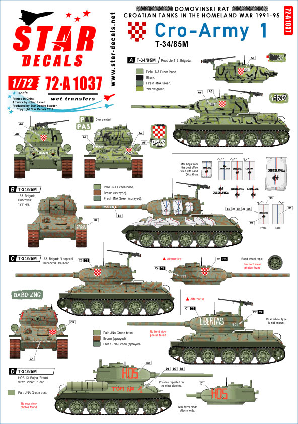1/72 现代克罗地亚陆军坦克(1)"T-34/85M 中型坦克1991-95年"