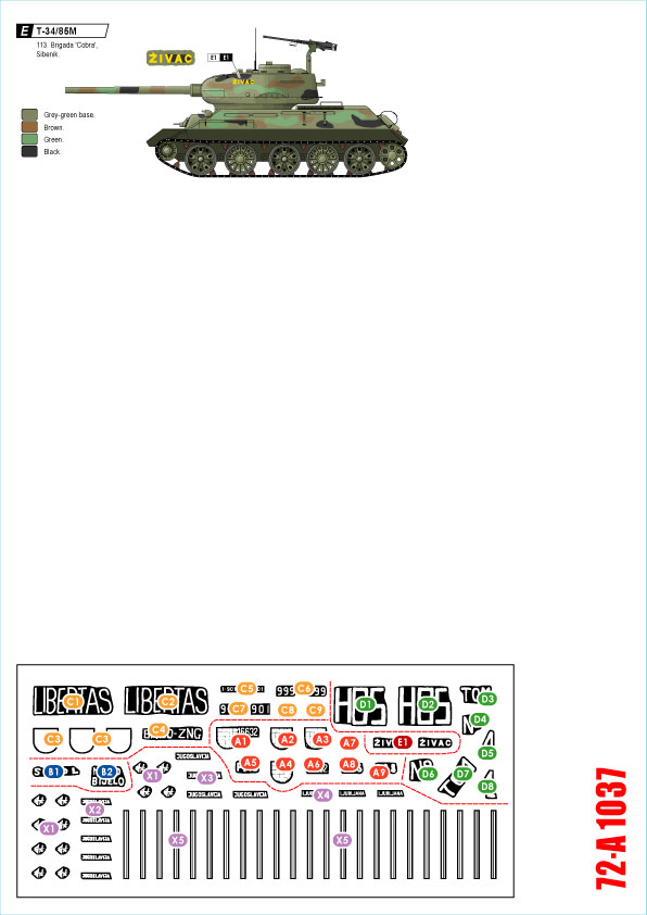 1/72 现代克罗地亚陆军坦克(1)"T-34/85M 中型坦克1991-95年"