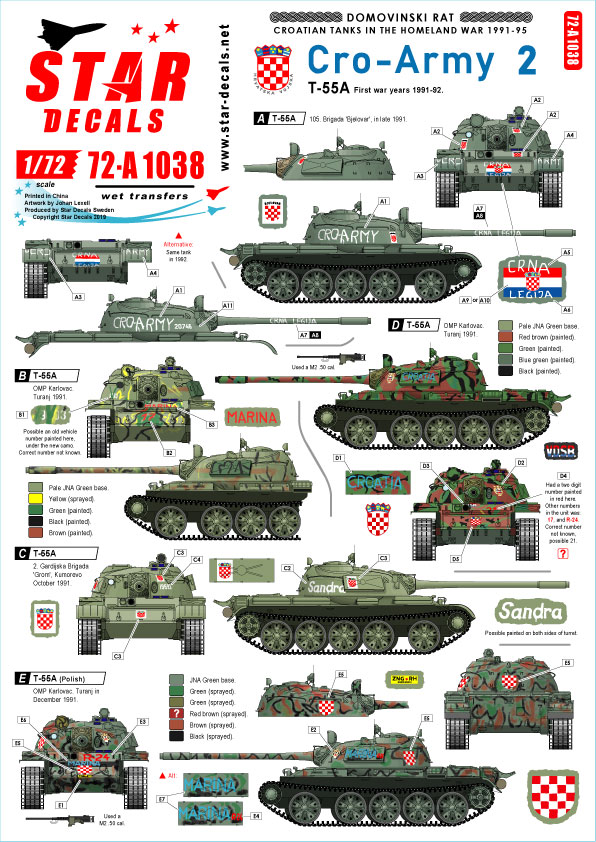 1/72 现代克罗地亚陆军坦克(2)"T-55 主战坦克1991-92年"