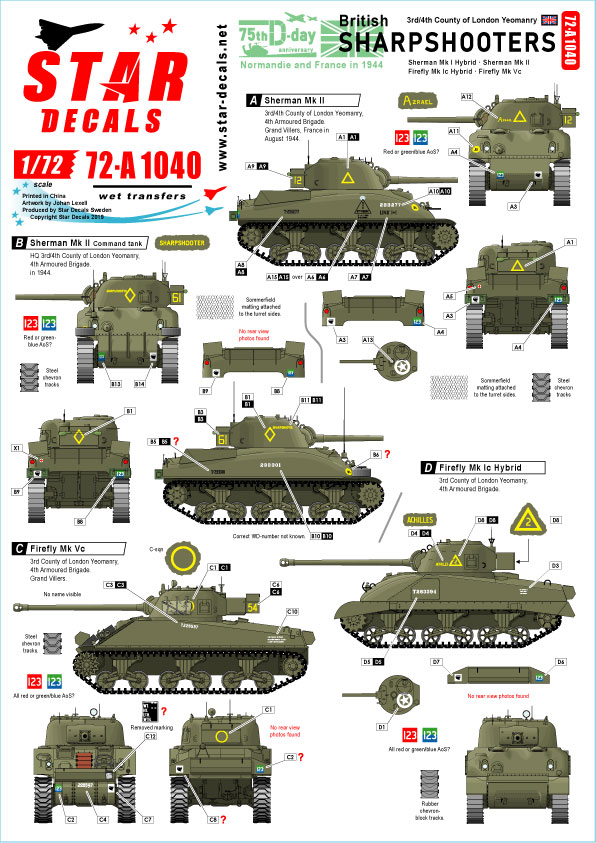 1/72 二战英国谢尔曼中型坦克"第3/第4伦敦市义勇骑兵队"