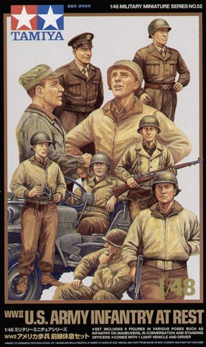 1/48 二战美国威利斯军用吉普车与休息步兵
