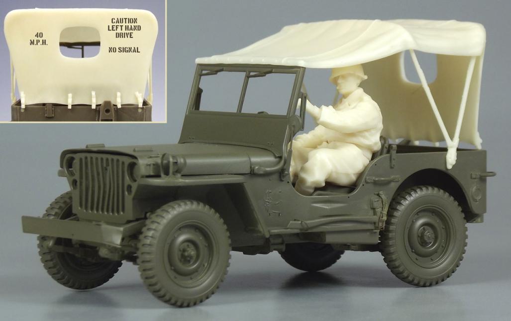 1/35 二战美国威利斯军用吉普车篷布改造件与驾驶员(配田宫)