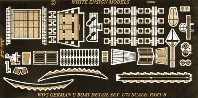 1/72 二战德国U型潜艇VIIC型改造蚀刻片(配利华)