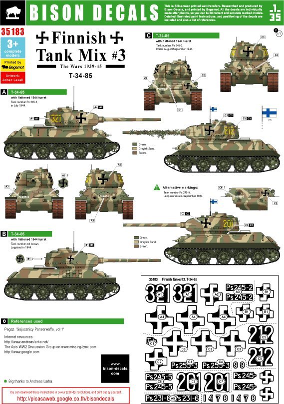 1/35 二战芬兰 T-34/85 中型坦克 1939-1945 - 点击图像关闭