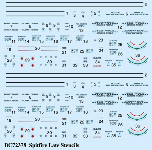 1/72 喷火战斗机后期机身标记 1/72 喷火战斗机后期机身标记