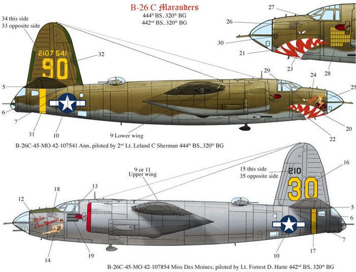 1/48 B-26C 掠夺者中型轰炸机"第320轰炸航空团" - 点击图像关闭