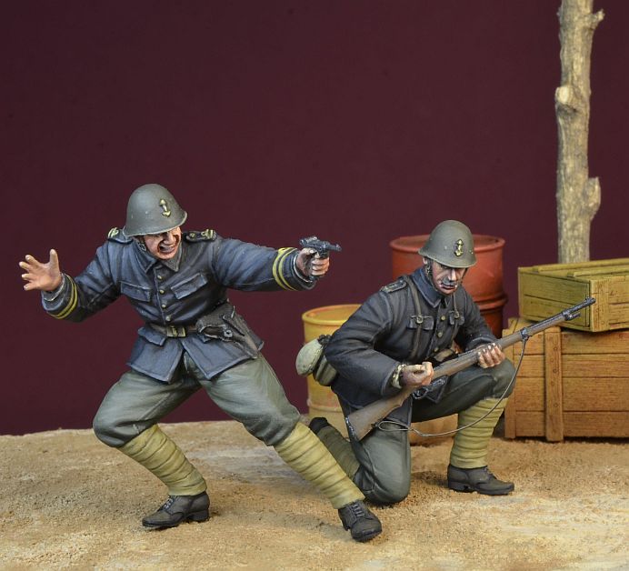 1/35 二战荷兰陆军黑魔鬼军官与士兵"鹿特丹1940年"