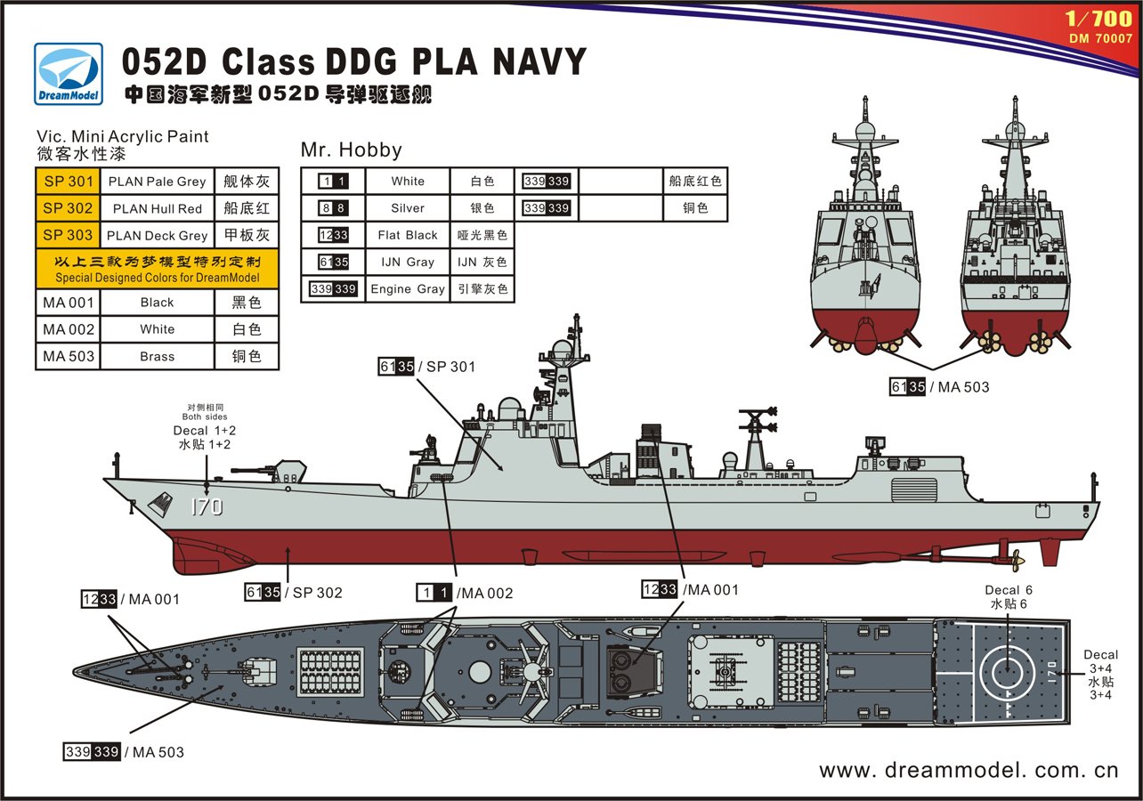 1/700 现代中国052C型/052D型导弹驱逐舰(双船套装)