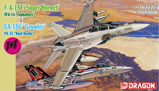 1/144 现代美国 F/A-18E 超级大黄蜂战斗机 VFA-14 + EA-18G 咆哮者电子攻击机 VX-31