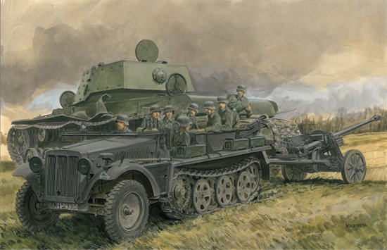 1/35 二战德国 Sd.Kfz.10 1吨半履带牵引车A型(5cm Pak 38 反坦克炮) - 点击图像关闭