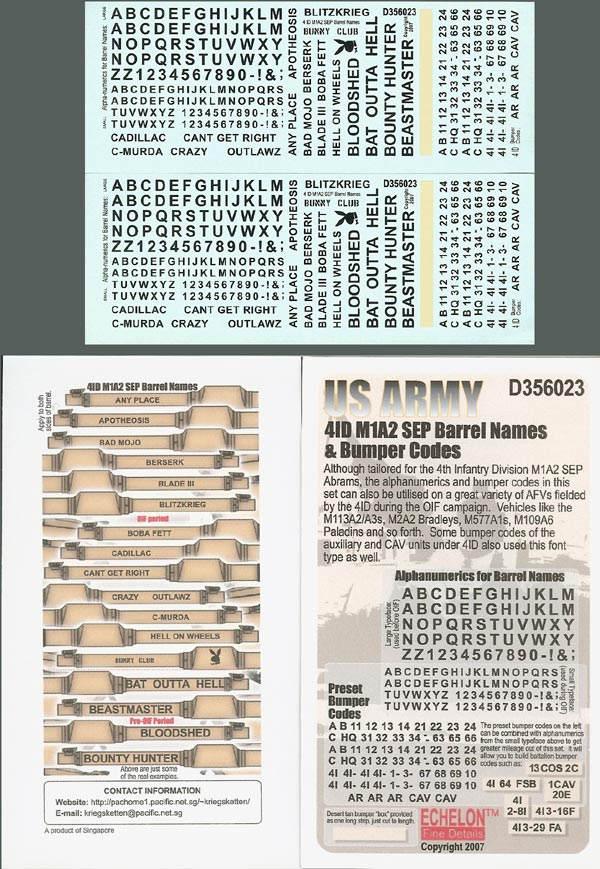 1/35 现代美国陆军第4步兵师 M1A2 SEP 艾布拉姆斯主战坦克炮管名与保险杠代码 - 点击图像关闭