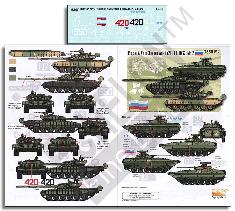 1/35 现代俄罗斯装甲部队"车臣战争, T-72B1, T-80BV, BMP-2"