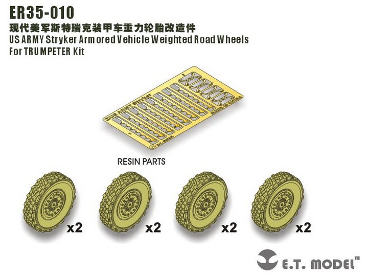 1/35 现代美国斯崔克轮式装甲车车轮改造件(配小号手)