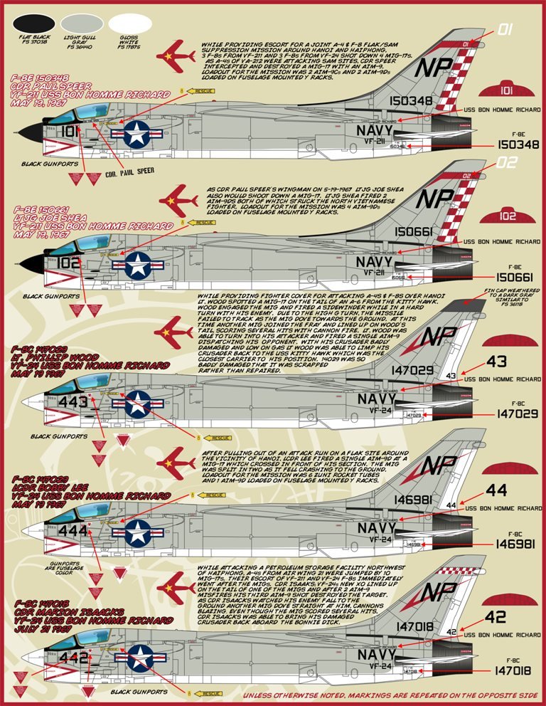 1/48 F-8 十字军战士战斗机"越南战争,米格大师"