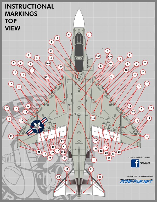 1/48 F-4B/N 鬼怪II战斗机机体警示标记 - 点击图像关闭